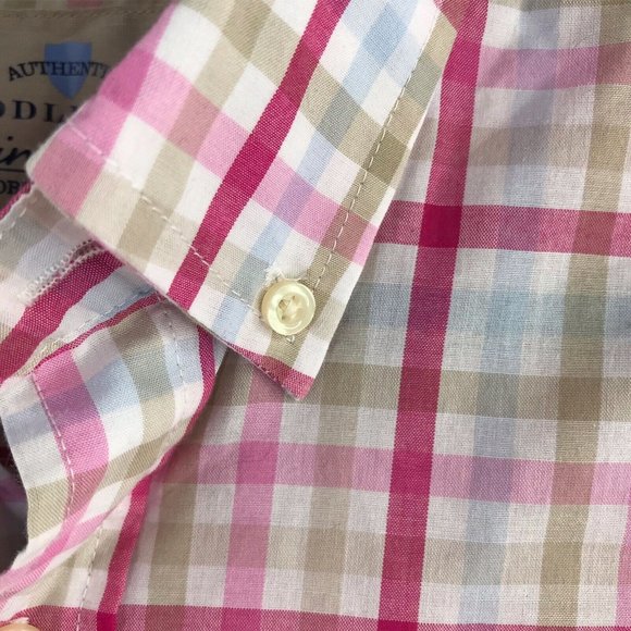 Saddlebred Mens Dress Casual Shirt Large Pink Plaid Short Sleeve Button Up - Picture 4 of 7